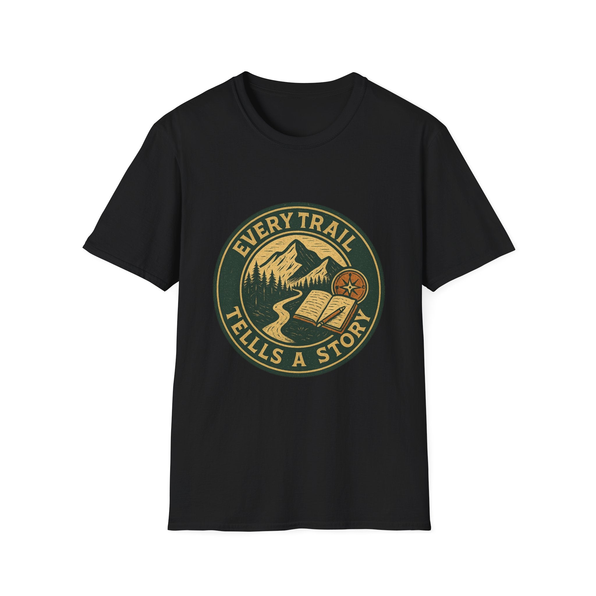Every Trail Tells a Story T-Shirt | Mountain Hiking Badge Design