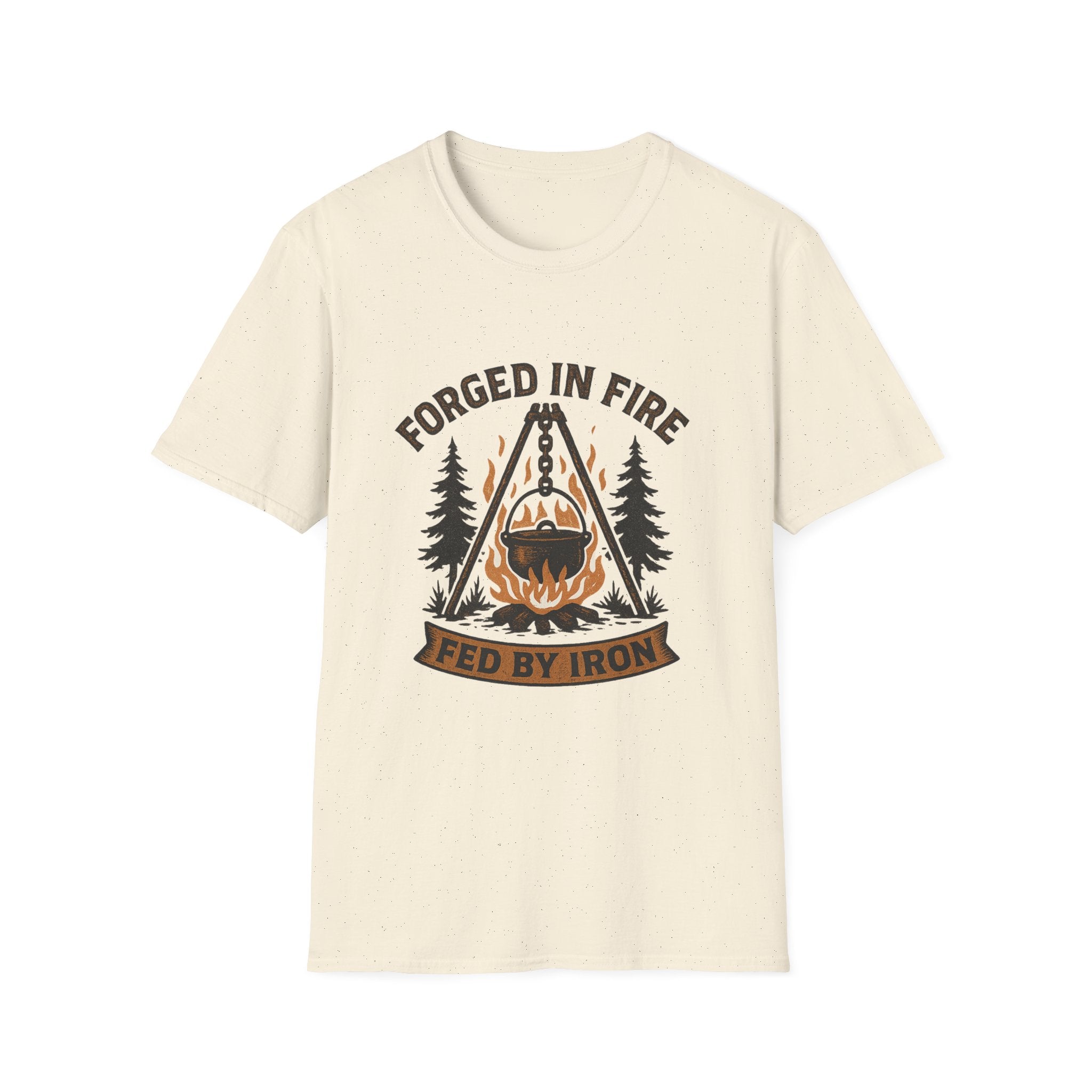 Forged in Fire campfire logo T-Shirt | blacksmith ironworking design