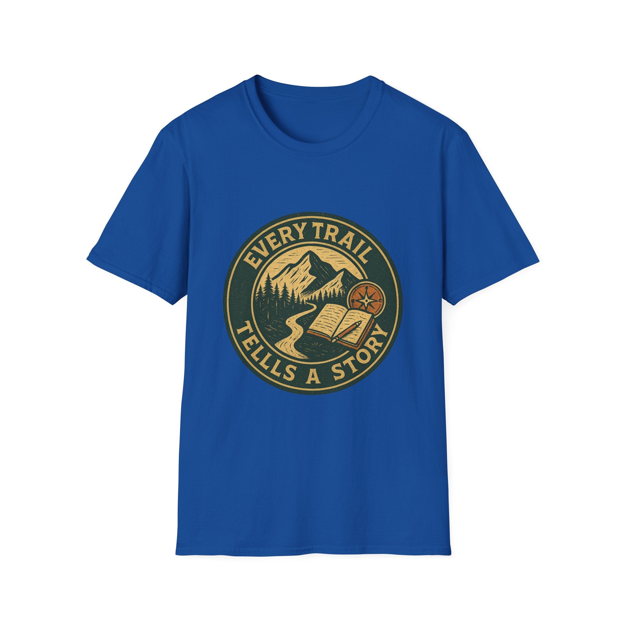 Every Trail Tells a Story T-Shirt | Mountain Hiking Badge Design