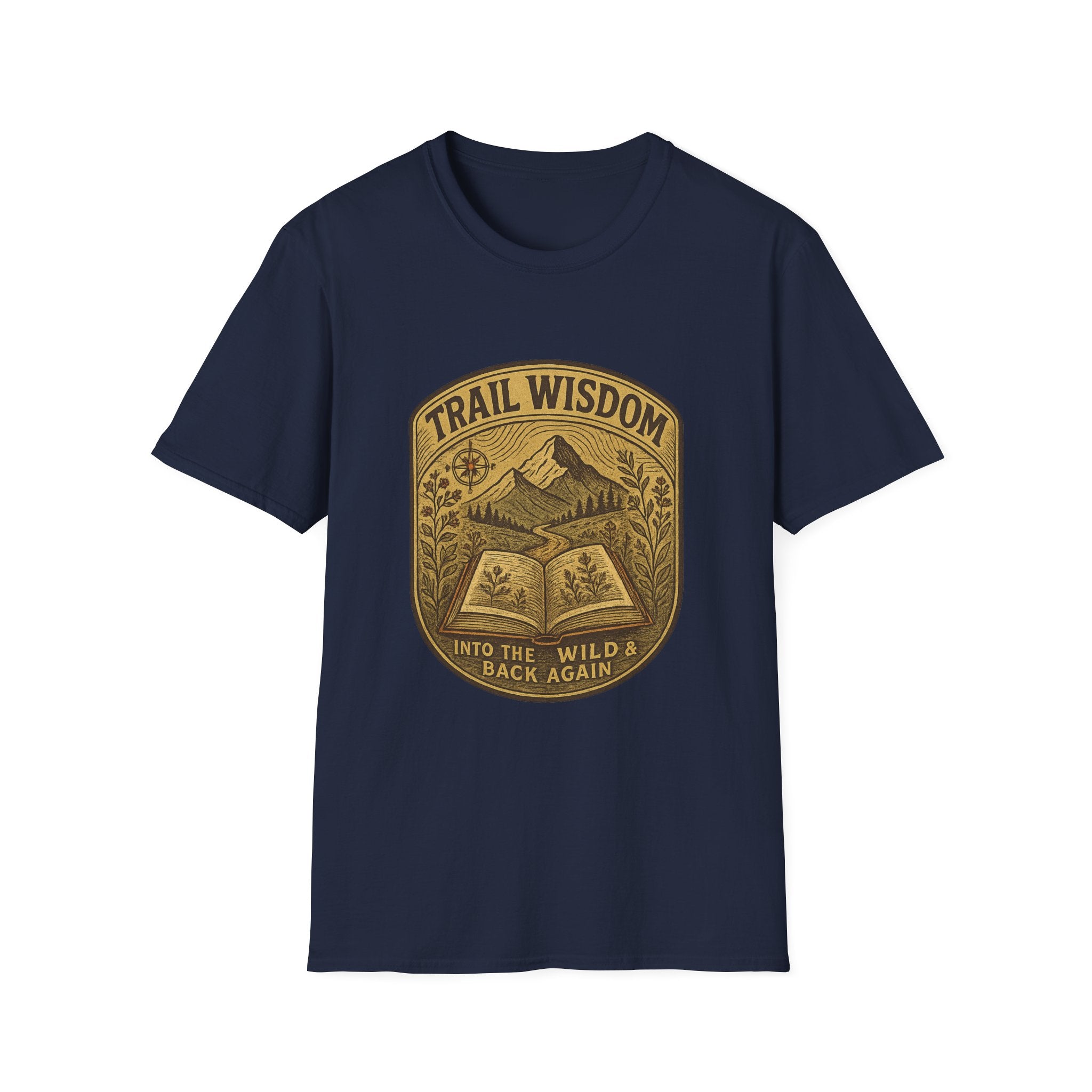 Trail Wisdom mountain badge T-Shirt | hiking nature design