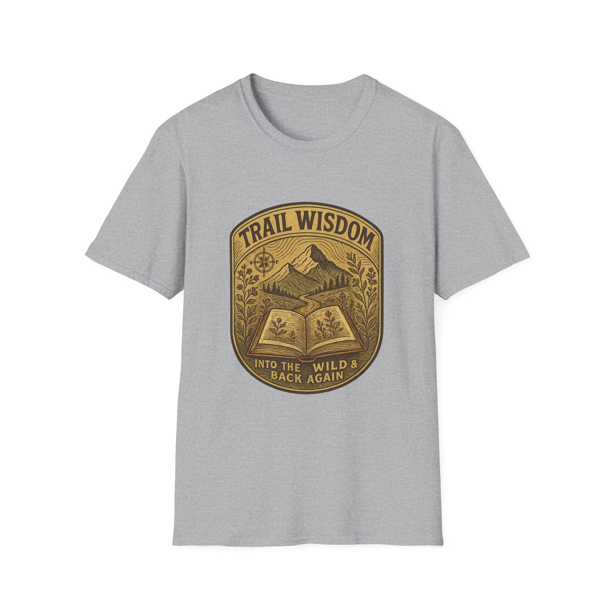 Trail Wisdom mountain badge T-Shirt | hiking nature design