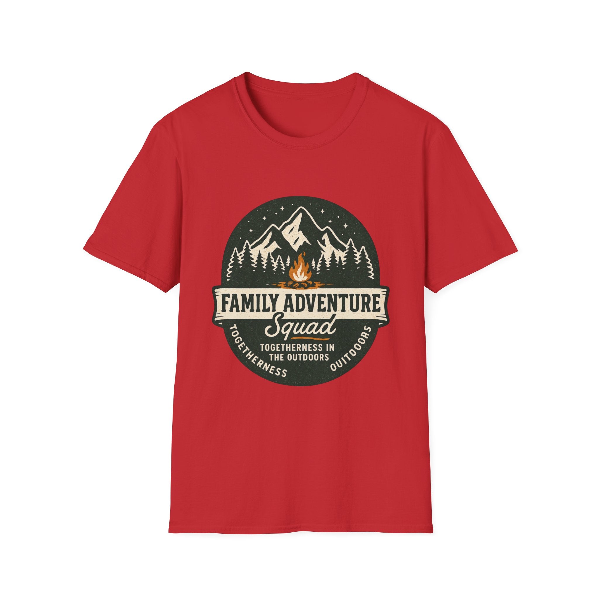 Family Adventure Squad T-Shirt | Camping Mountains Campfire Design