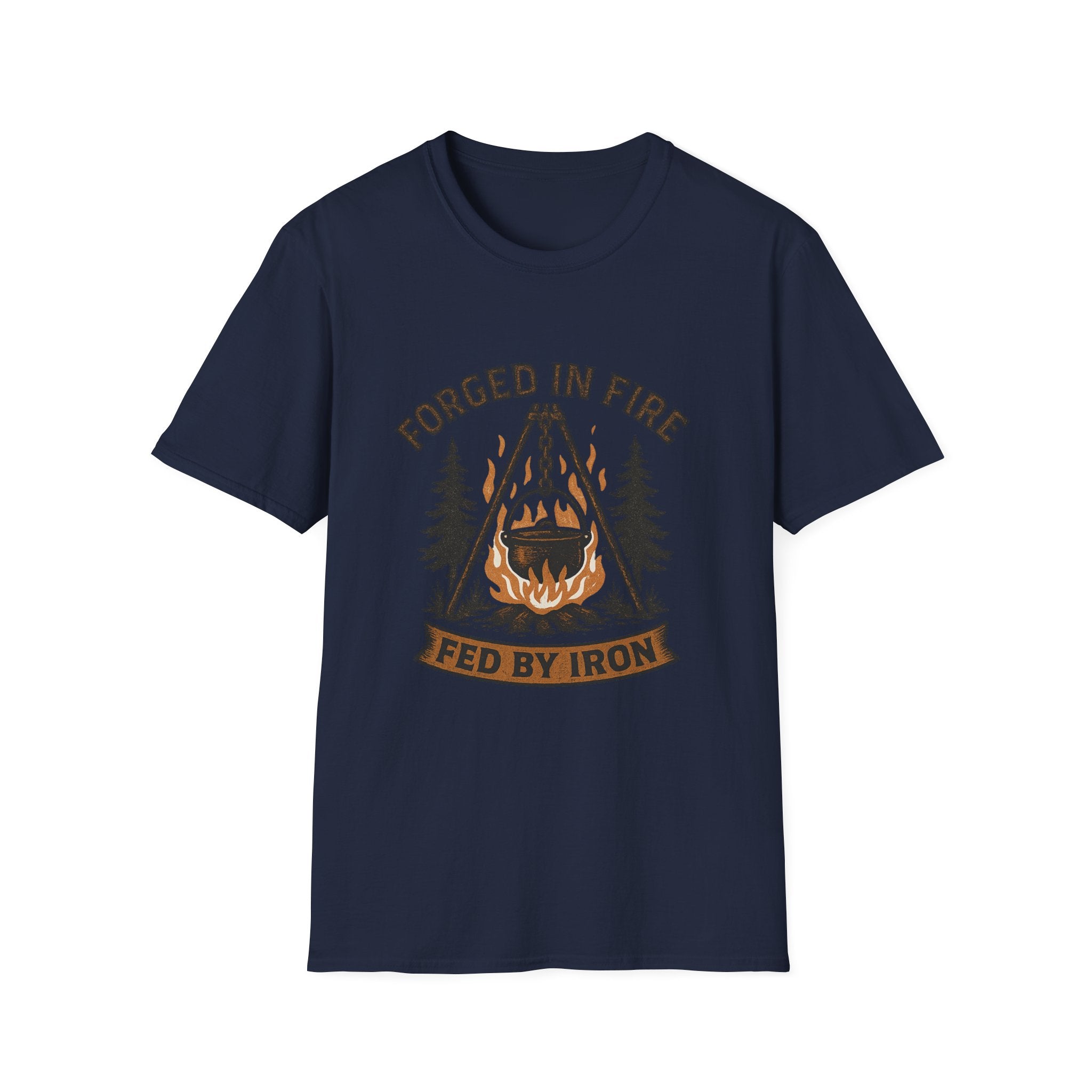 Forged in Fire campfire logo T-Shirt | blacksmith ironworking design