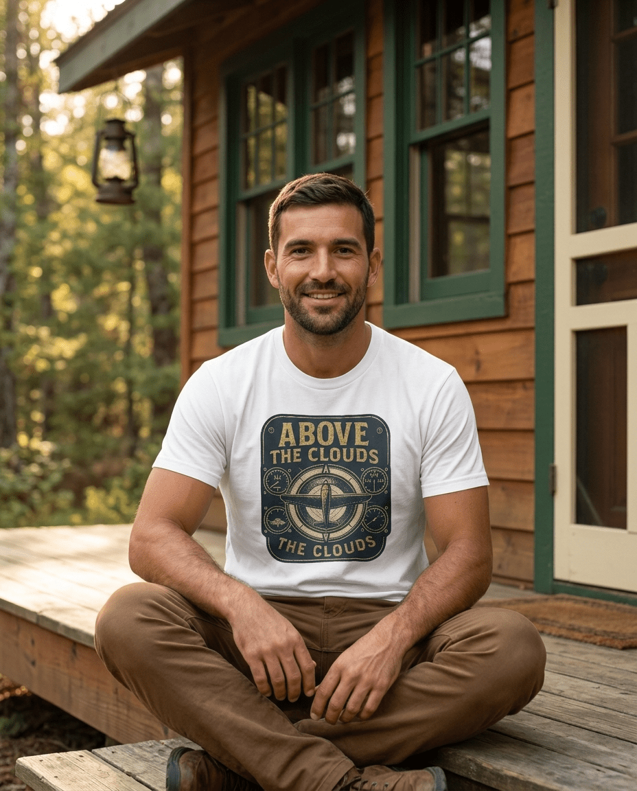 Above the Clouds compass graphic T-Shirt | Aviation travel shirt | SummitPine