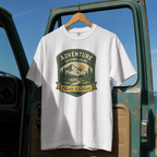 Adventure Begins Here T-Shirt | Personalized Mountain Hiking Graphic Tee | Outdoor Couple Gift | SummitPine