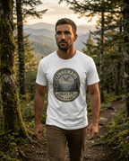 Clinngmans North Carolina 6643 Ft Mountain Badge T-Shirt | Hiking Patch Design | SummitPine