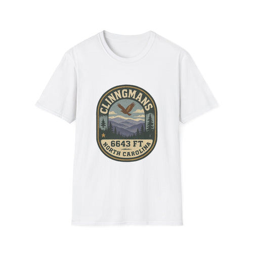 Clinngmans North Carolina 6643 Ft Mountain Badge T-Shirt | Hiking Patch Design | SummitPine