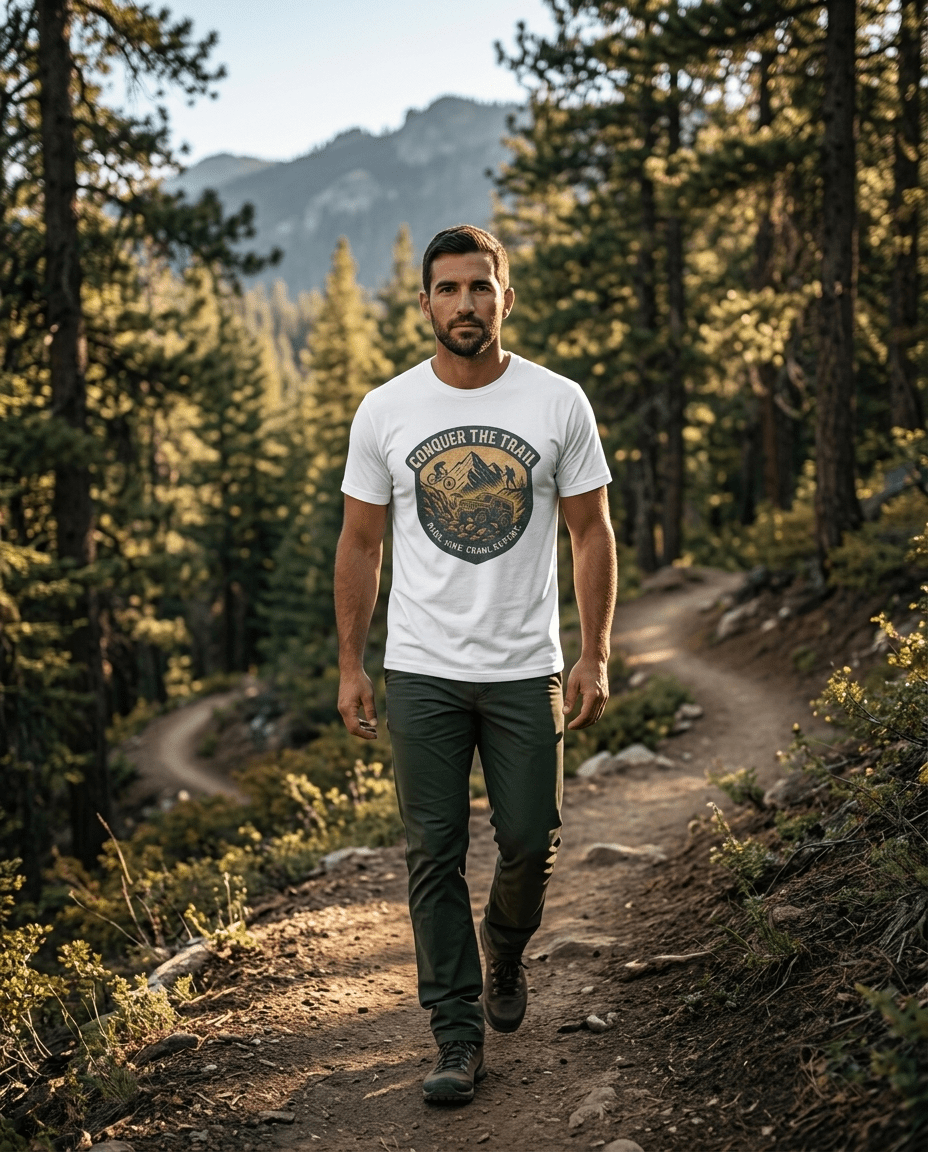 Conquer the Trail Mountain Bike & Hike T-Shirt | Outdoor Adventure Tee | SummitPine