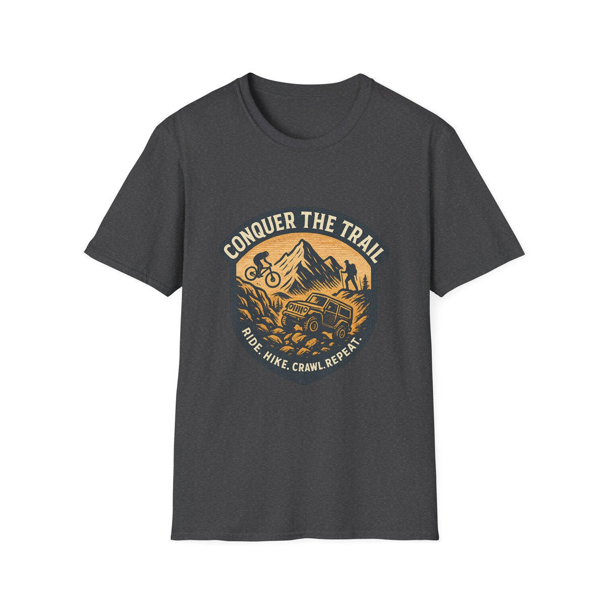 Conquer the Trail Mountain Bike & Hike T-Shirt | Outdoor Adventure Tee | SummitPine