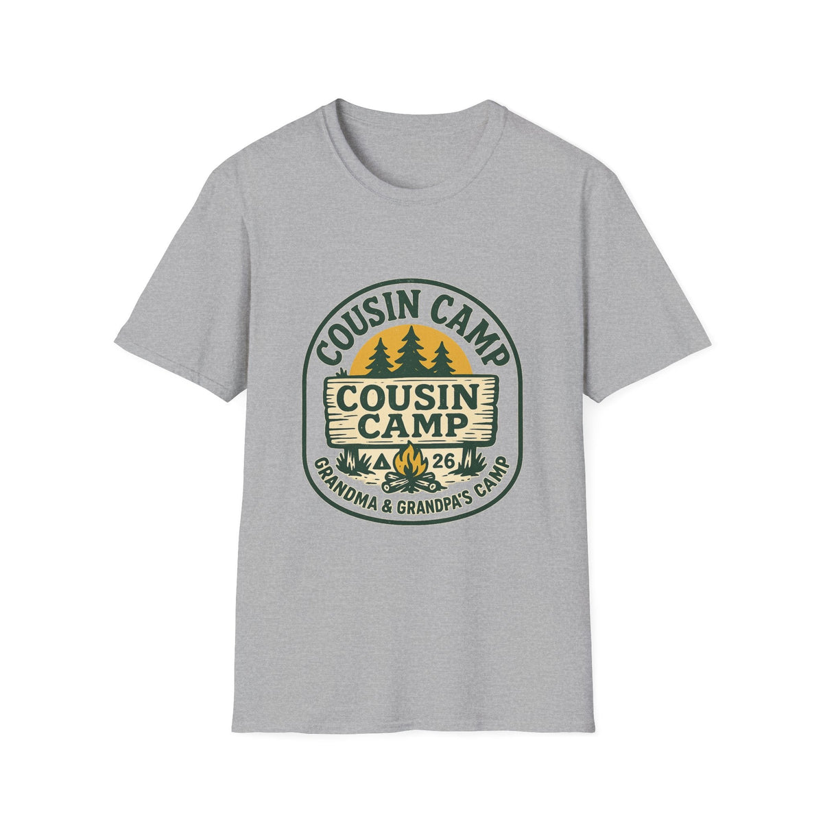 Cousin Camp Graphic T-Shirt | Family Camping Badge, Pine Tree Design | SummitPine