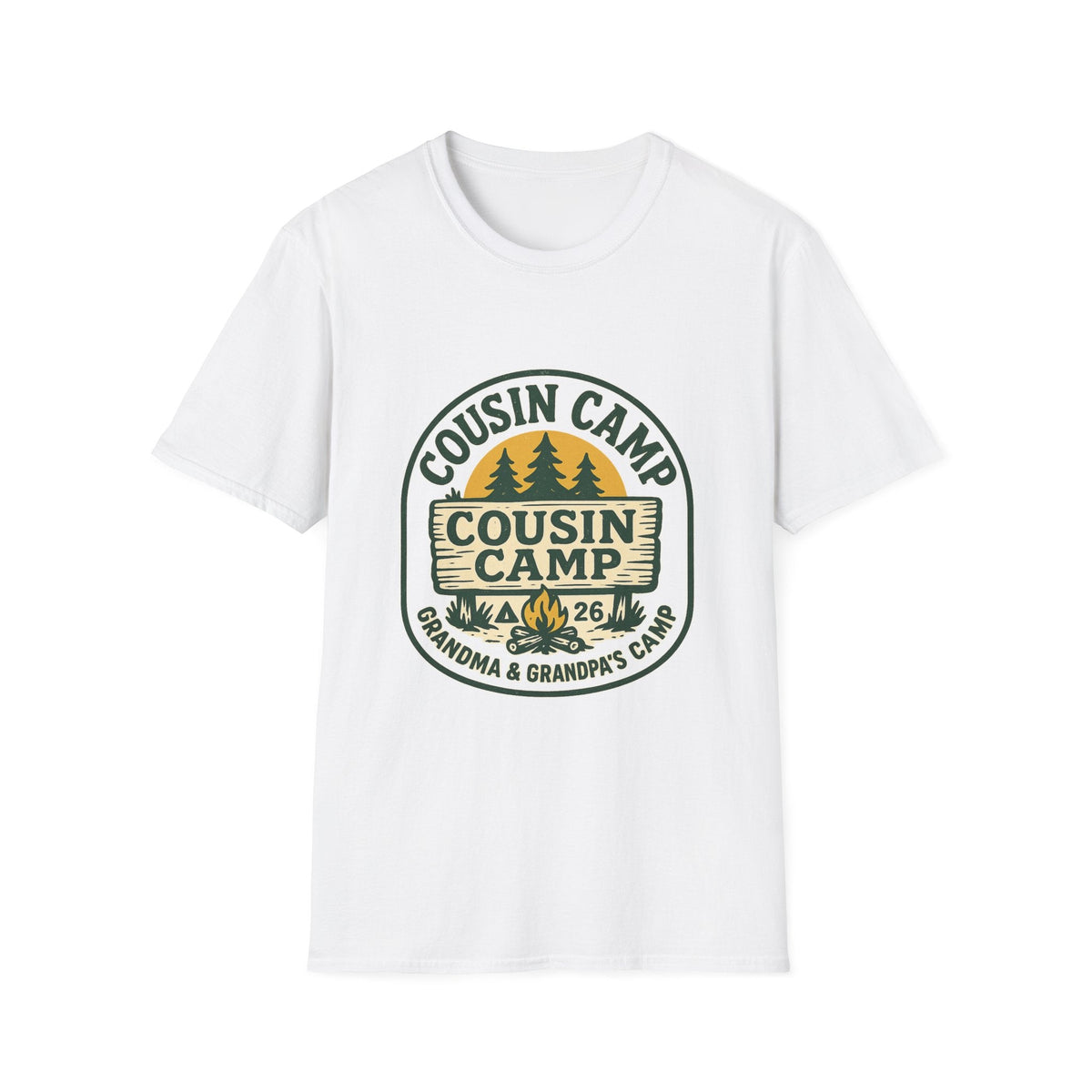 Cousin Camp Graphic T-Shirt | Family Camping Badge, Pine Tree Design | SummitPine