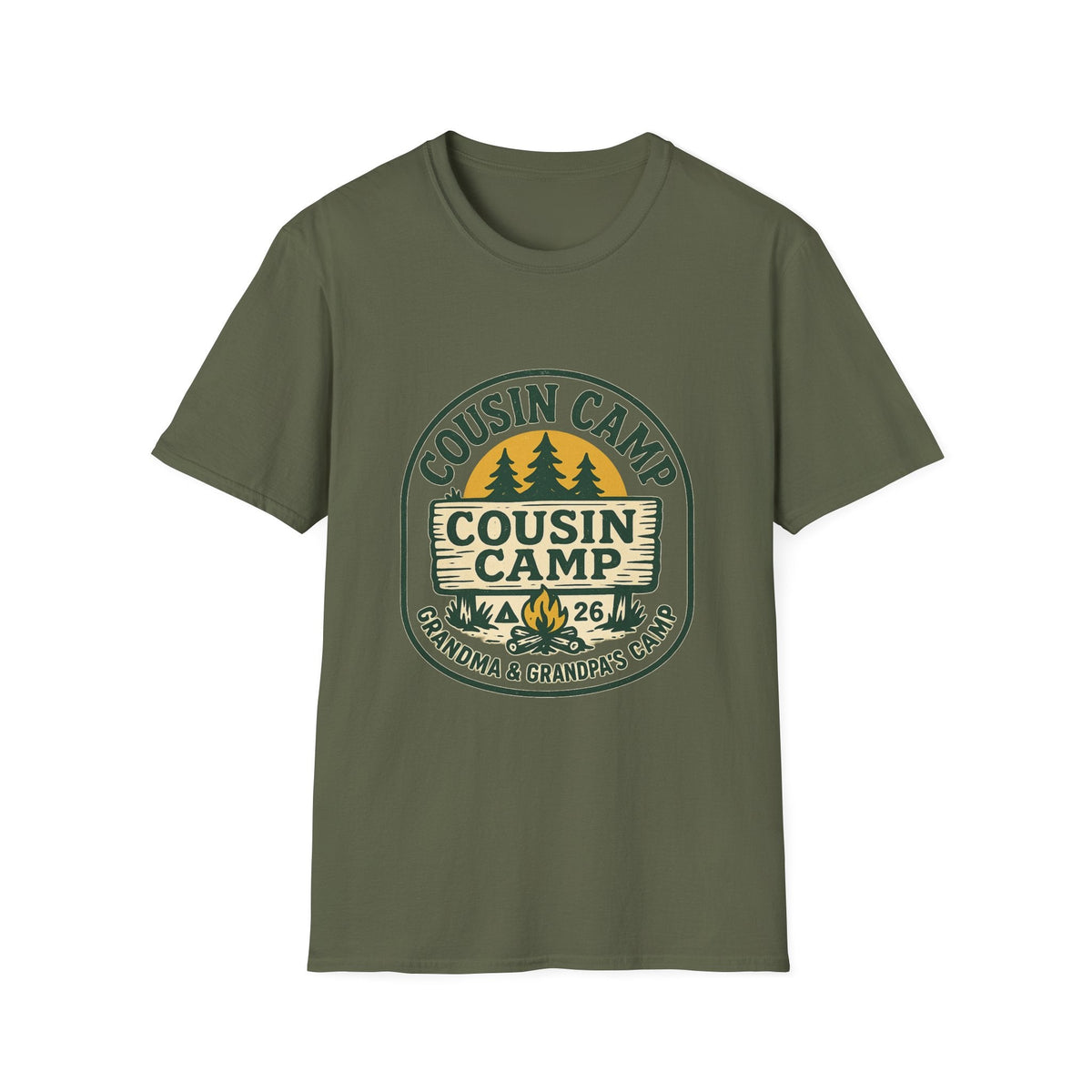 Cousin Camp Graphic T-Shirt | Family Camping Badge, Pine Tree Design | SummitPine