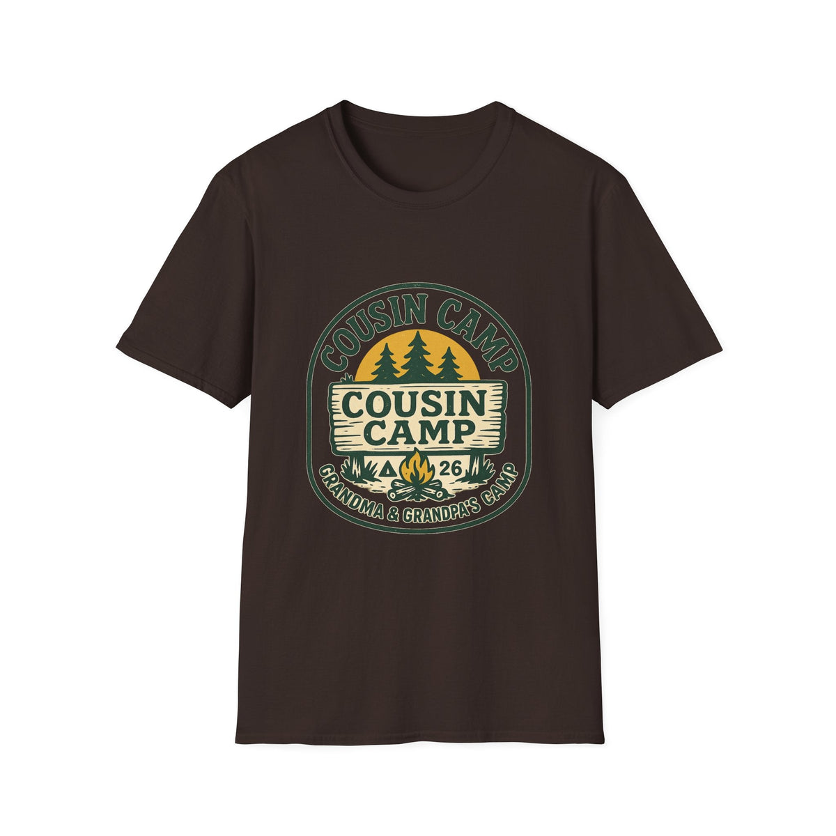 Cousin Camp Graphic T-Shirt | Family Camping Badge, Pine Tree Design | SummitPine