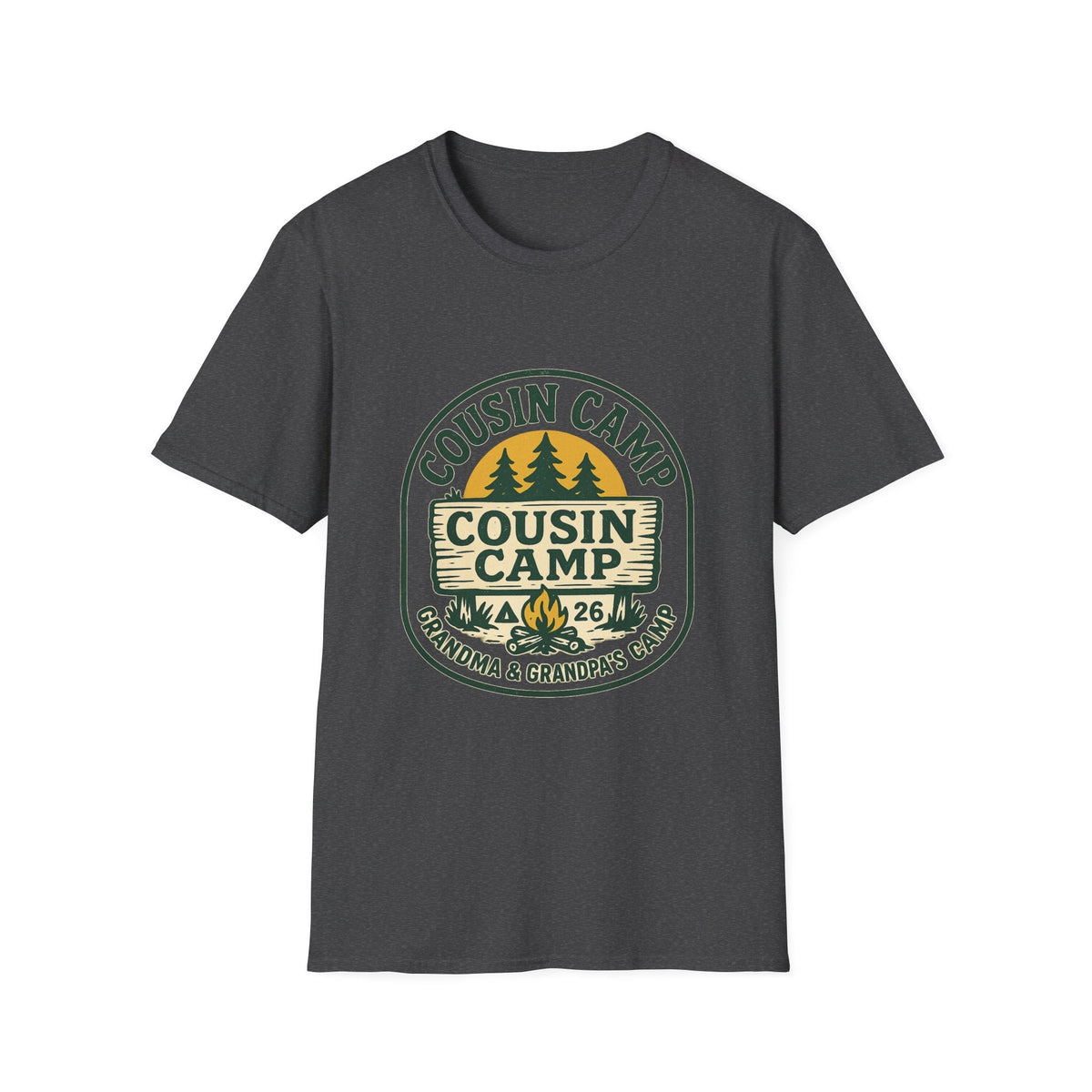 Cousin Camp Graphic T-Shirt | Family Camping Badge, Pine Tree Design | SummitPine