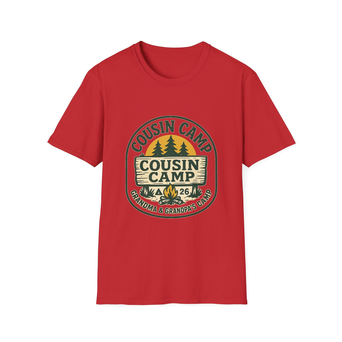 Cousin Camp Graphic T-Shirt | Family Camping Badge, Pine Tree Design | SummitPine