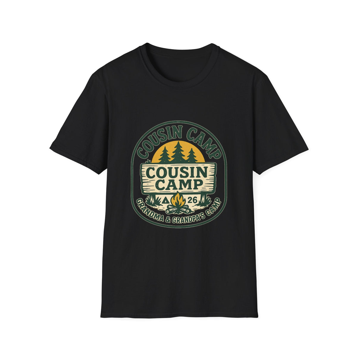 Cousin Camp Graphic T-Shirt | Family Camping Badge, Pine Tree Design | SummitPine
