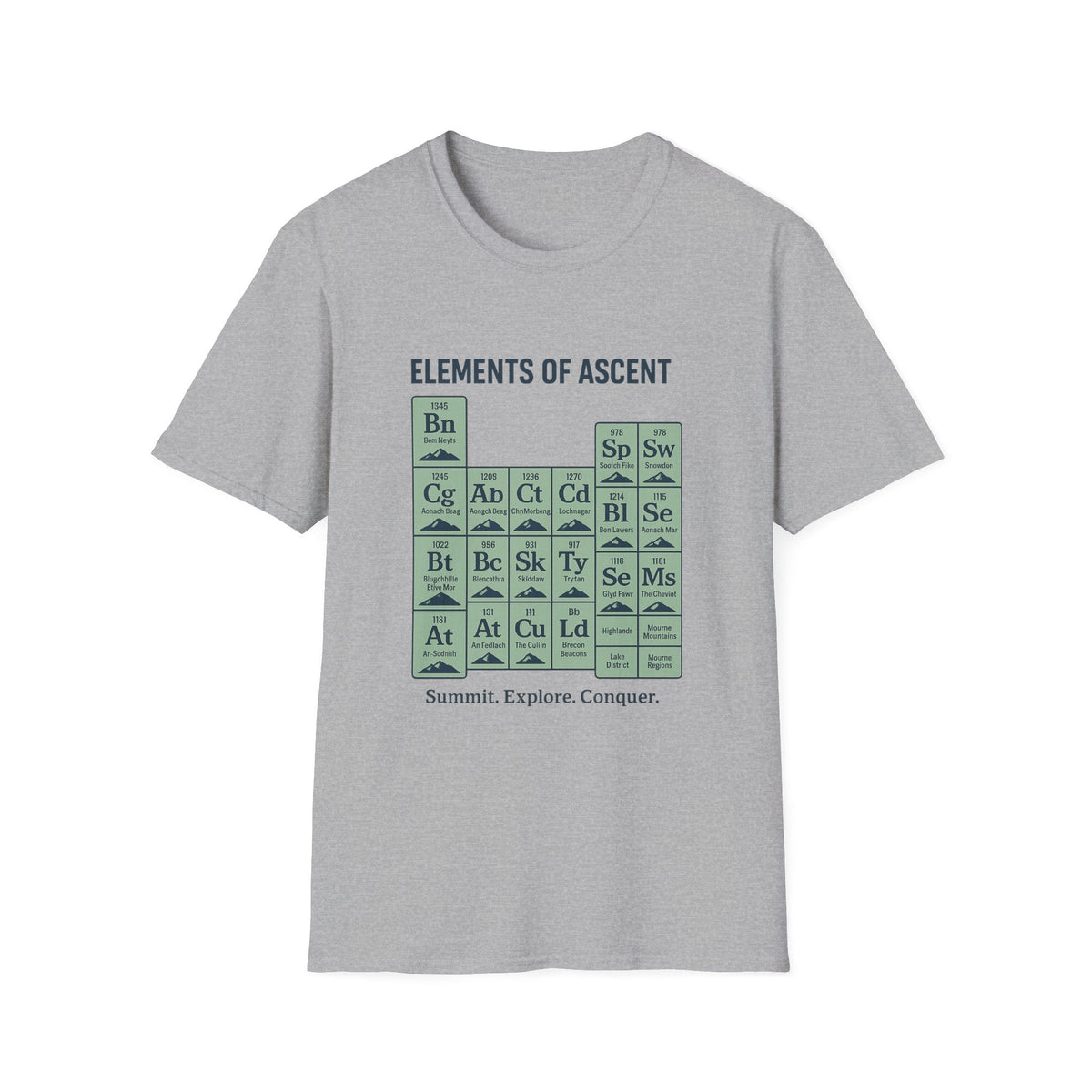 Elements of Ascent T-Shirt | Climbing Periodic Table Rock Climber Tee | SummitPine