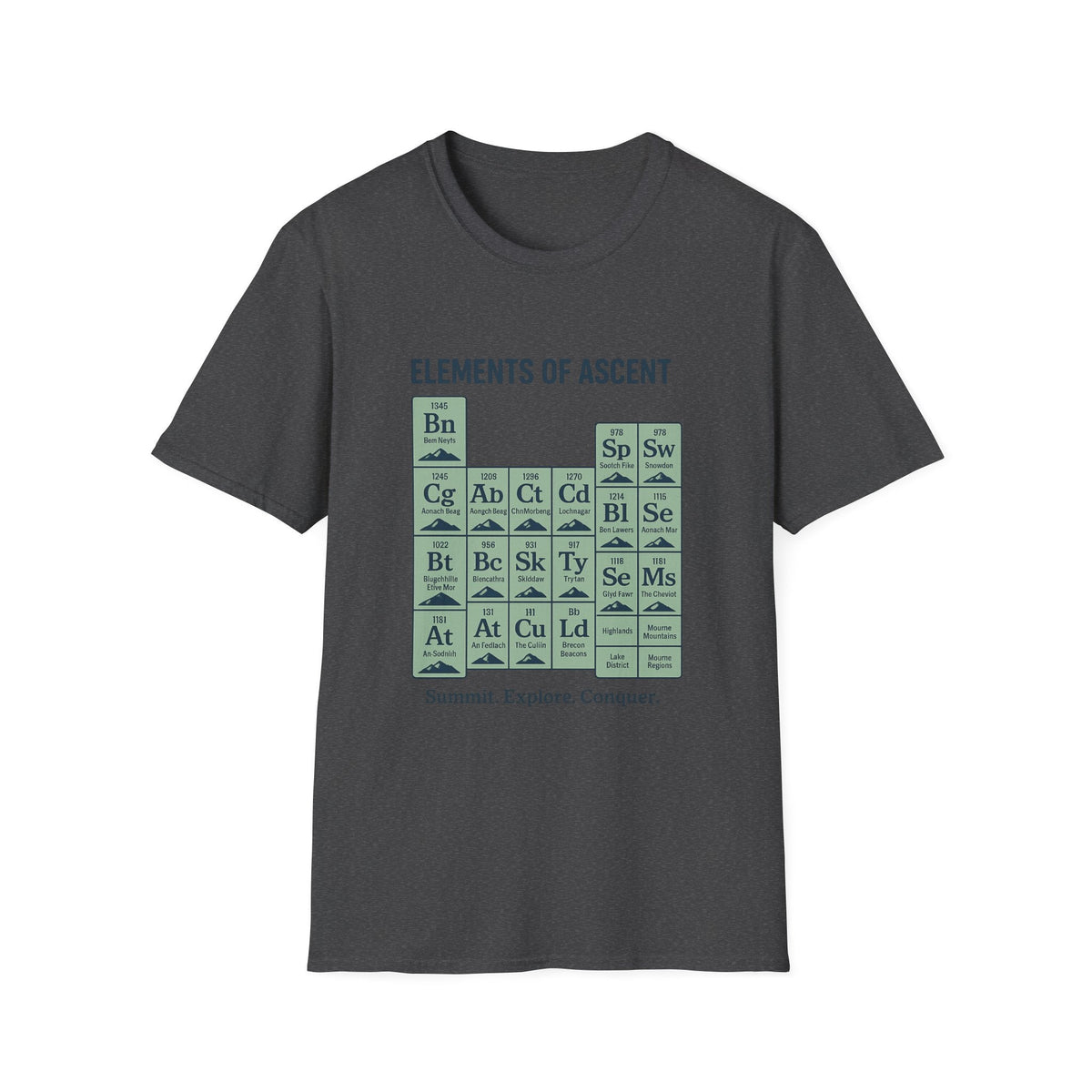 Elements of Ascent T-Shirt | Climbing Periodic Table Rock Climber Tee | SummitPine