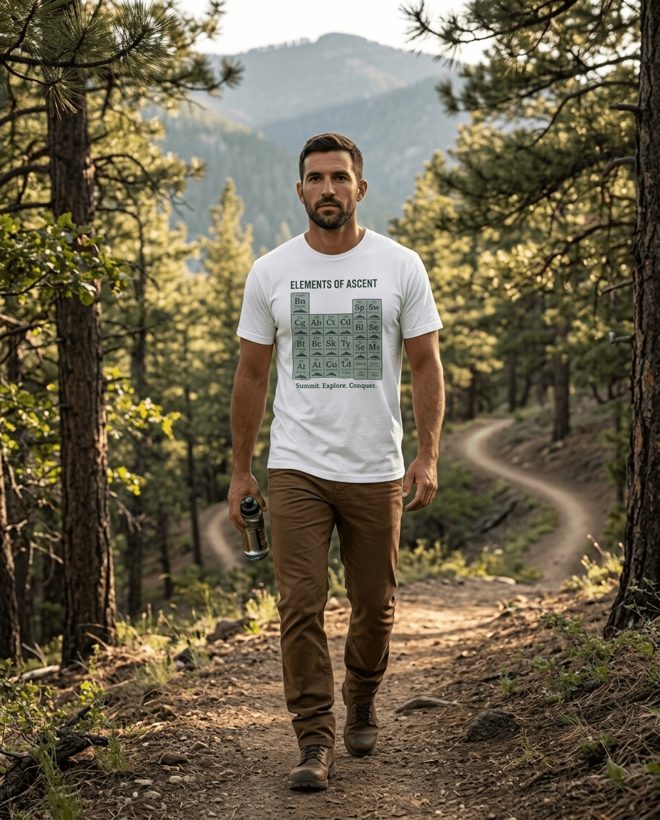 Elements of Ascent T-Shirt | Climbing Periodic Table Rock Climber Tee | SummitPine