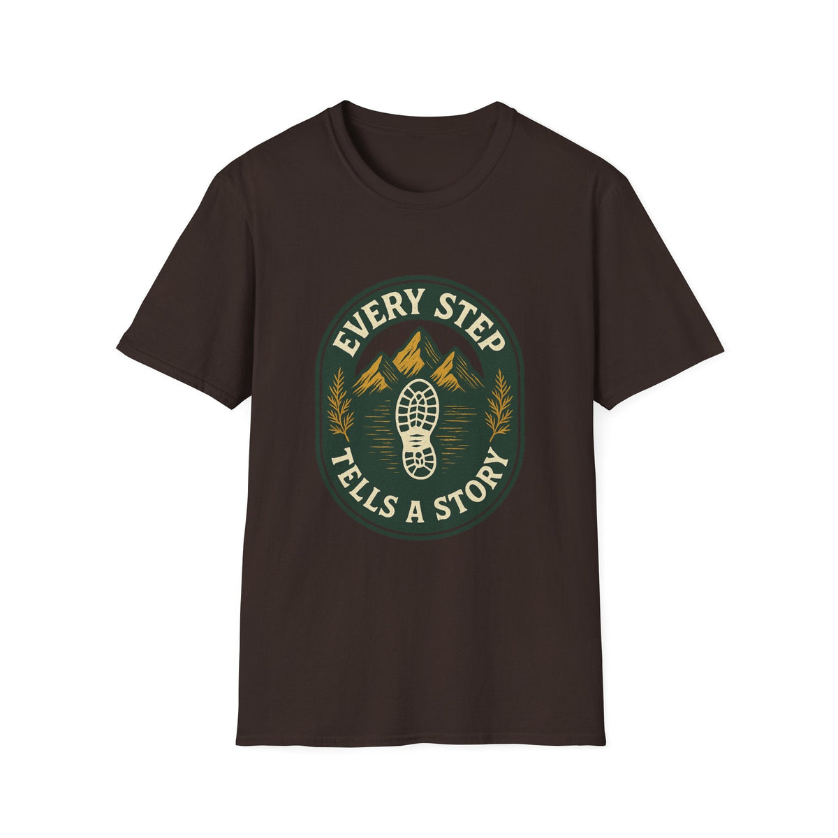 Every Step Tells a Story T-Shirt | Hiking Mountain Trail Boot Print | SummitPine