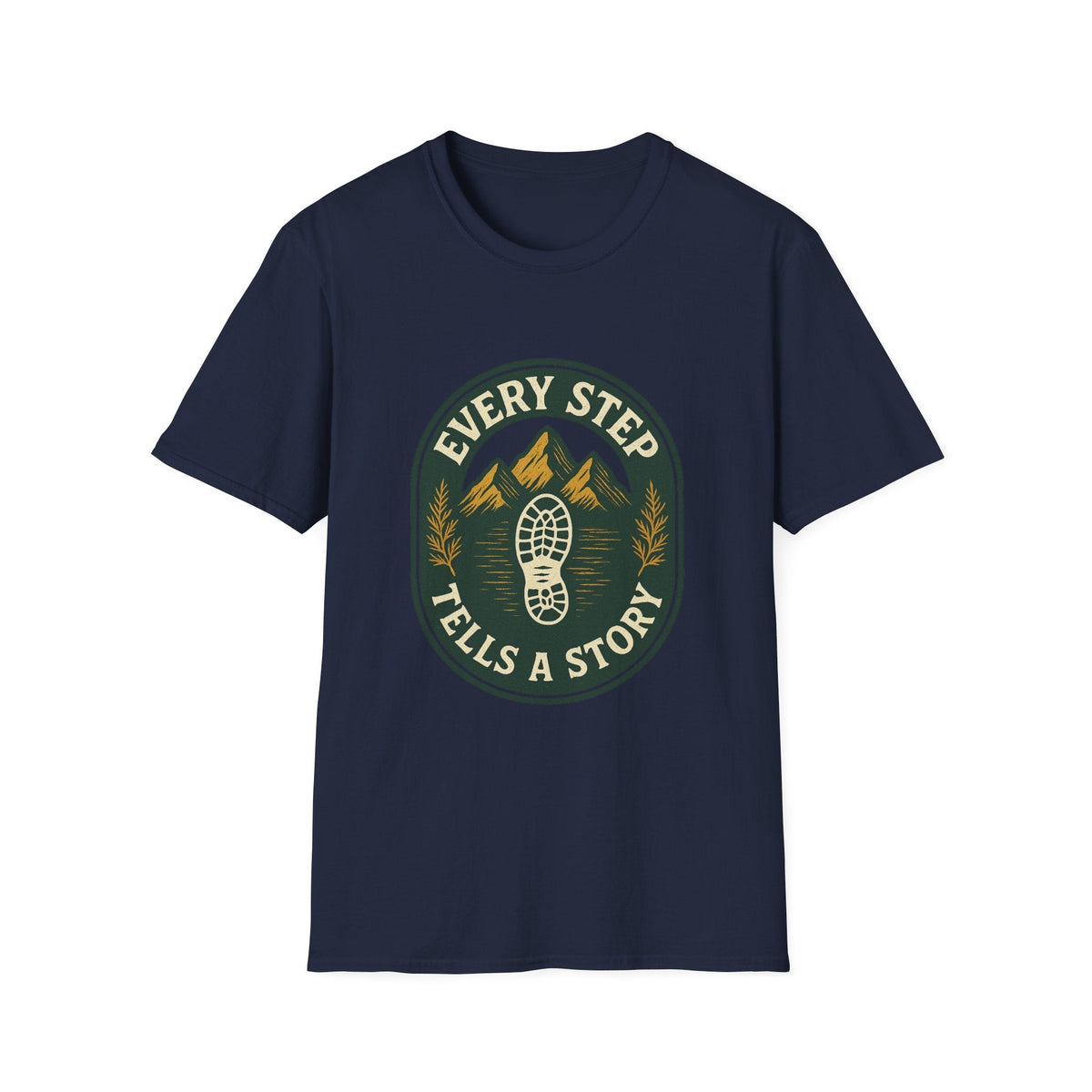 Every Step Tells a Story T-Shirt | Hiking Mountain Trail Boot Print | SummitPine