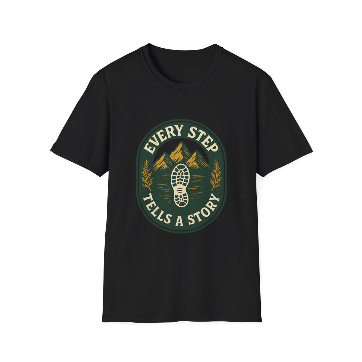 Every Step Tells a Story T-Shirt | Hiking Mountain Trail Boot Print | SummitPine