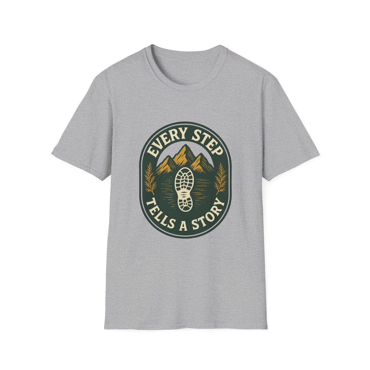 Every Step Tells a Story T-Shirt | Hiking Mountain Trail Boot Print | SummitPine