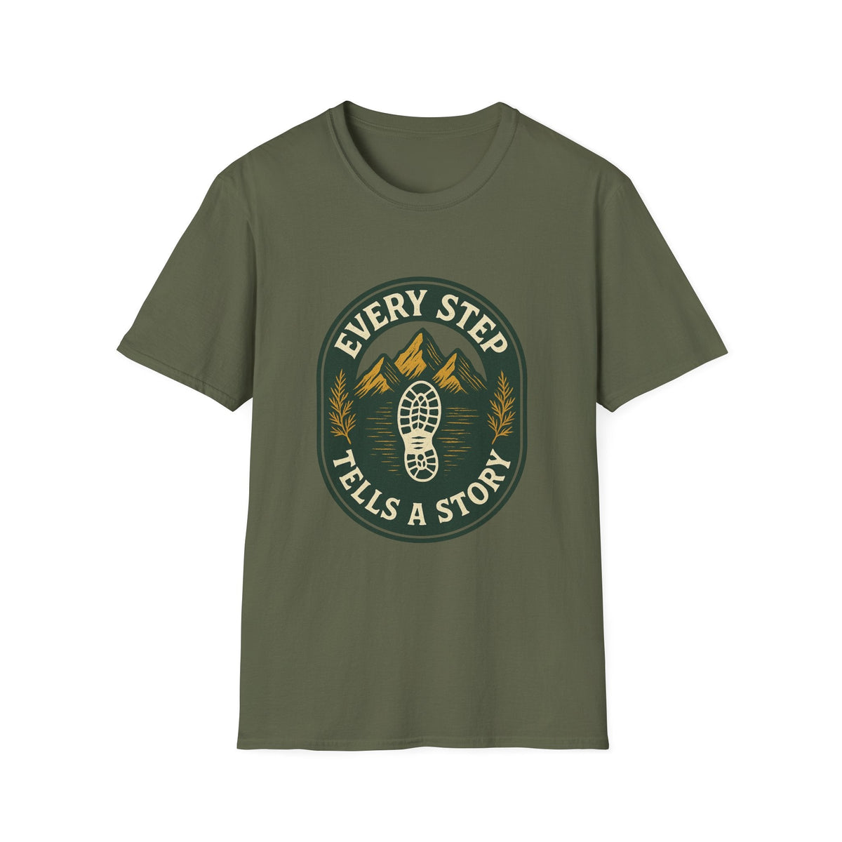 Every Step Tells a Story T-Shirt | Hiking Mountain Trail Boot Print | SummitPine