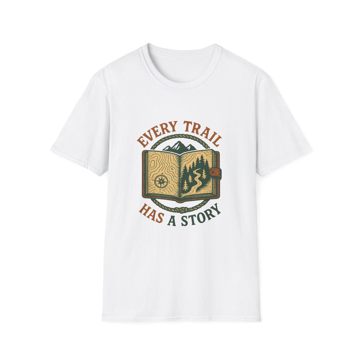 Every Trail Has a Story T-Shirt | Hiking Map Compass Mountains | SummitPine