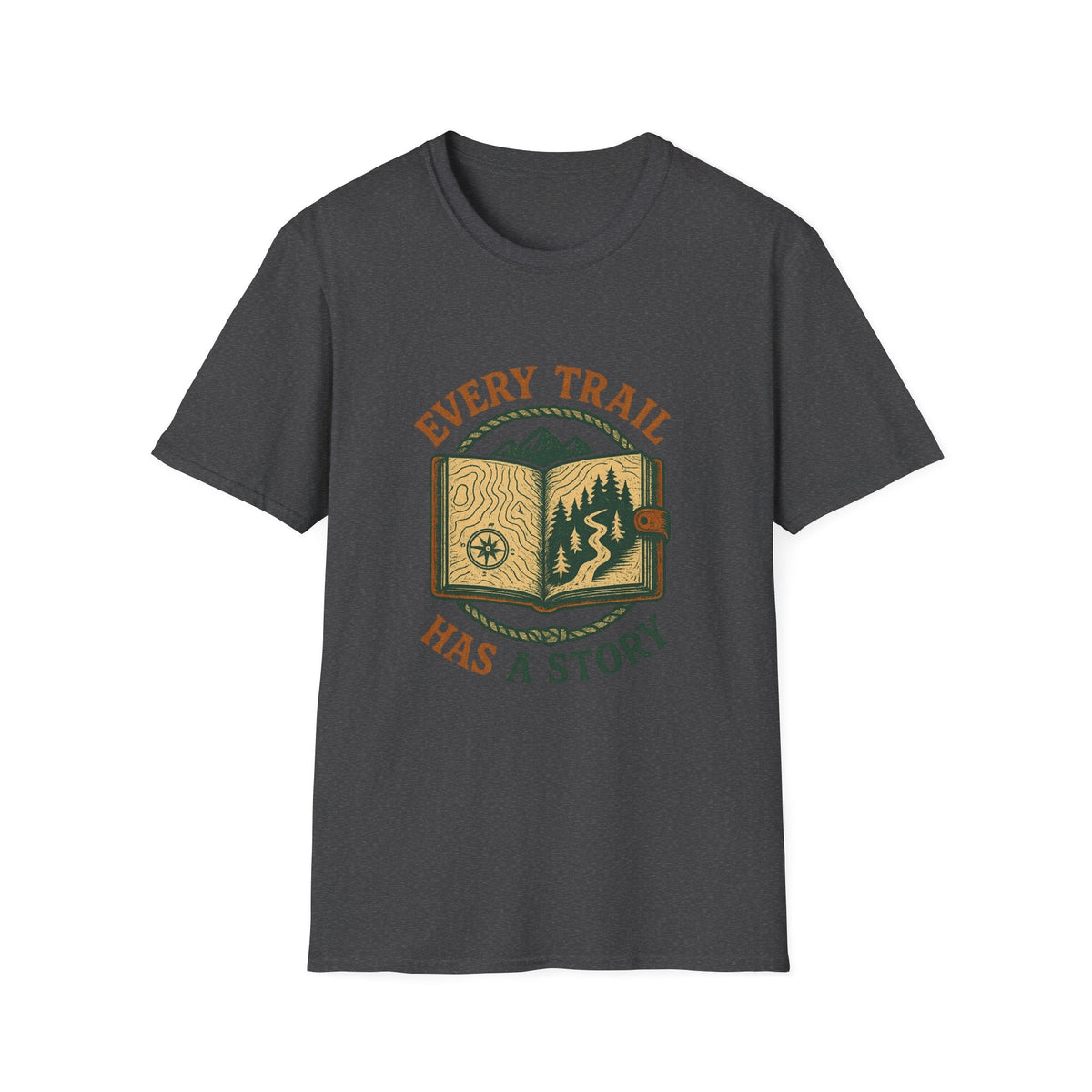 Every Trail Has a Story T-Shirt | Hiking Map Compass Mountains | SummitPine