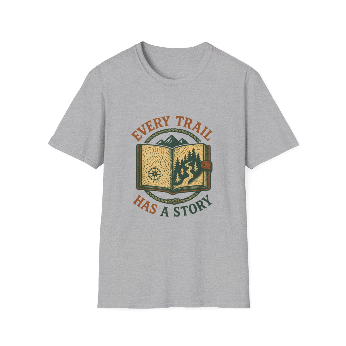 Every Trail Has a Story T-Shirt | Hiking Map Compass Mountains | SummitPine