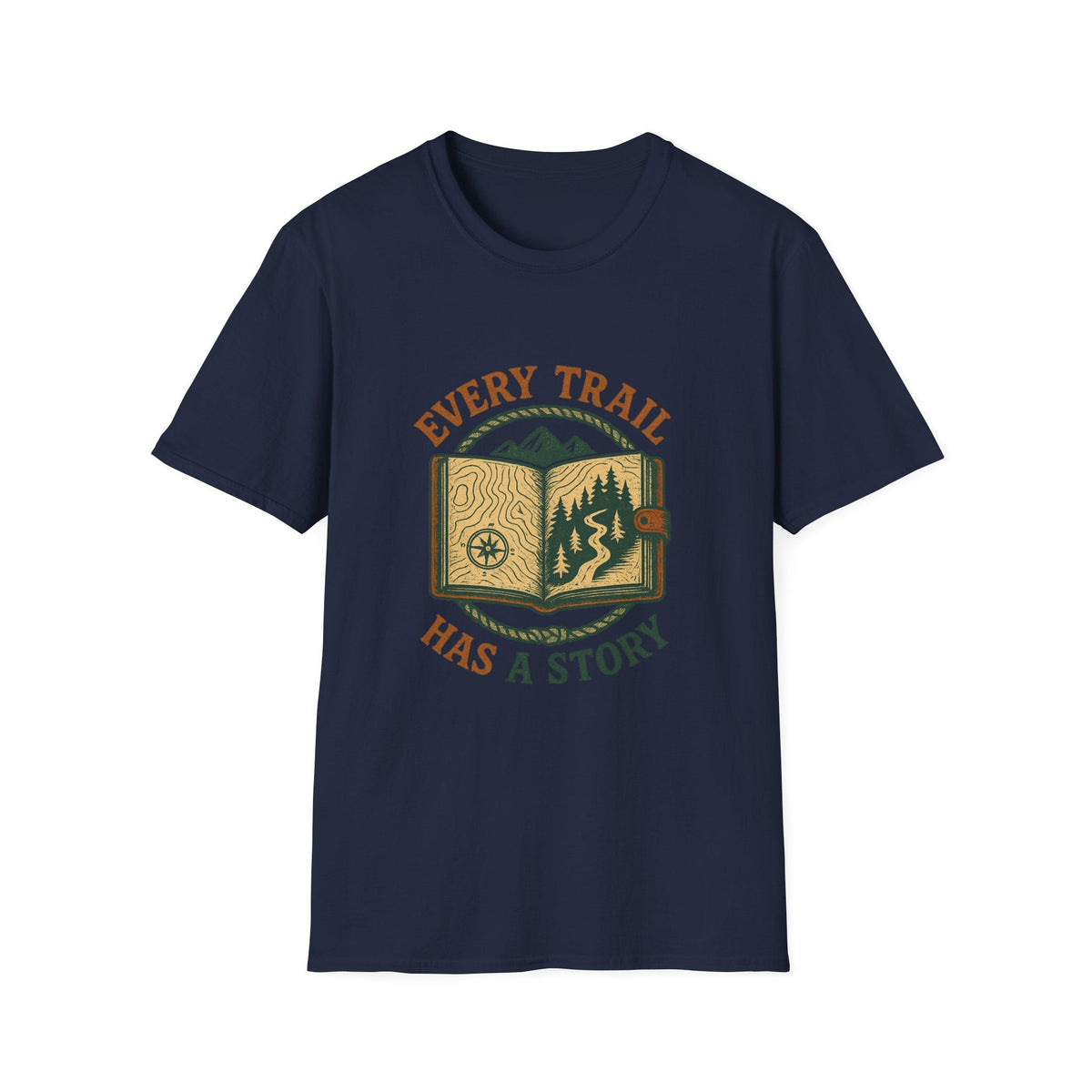 Every Trail Has a Story T-Shirt | Hiking Map Compass Mountains | SummitPine