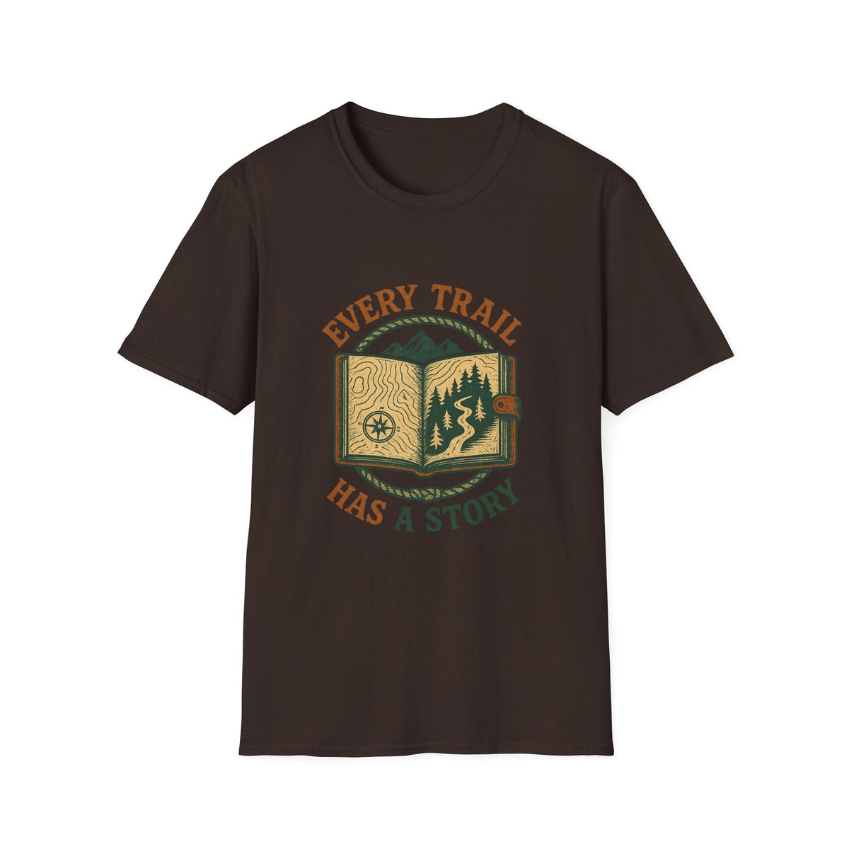 Every Trail Has a Story T-Shirt | Hiking Map Compass Mountains | SummitPine