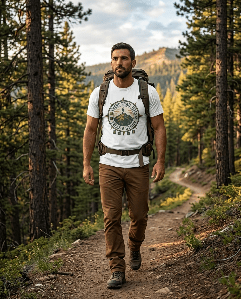 Every Trail Tells a Story T-Shirt | Hiking Compass Mountain Design | SummitPine