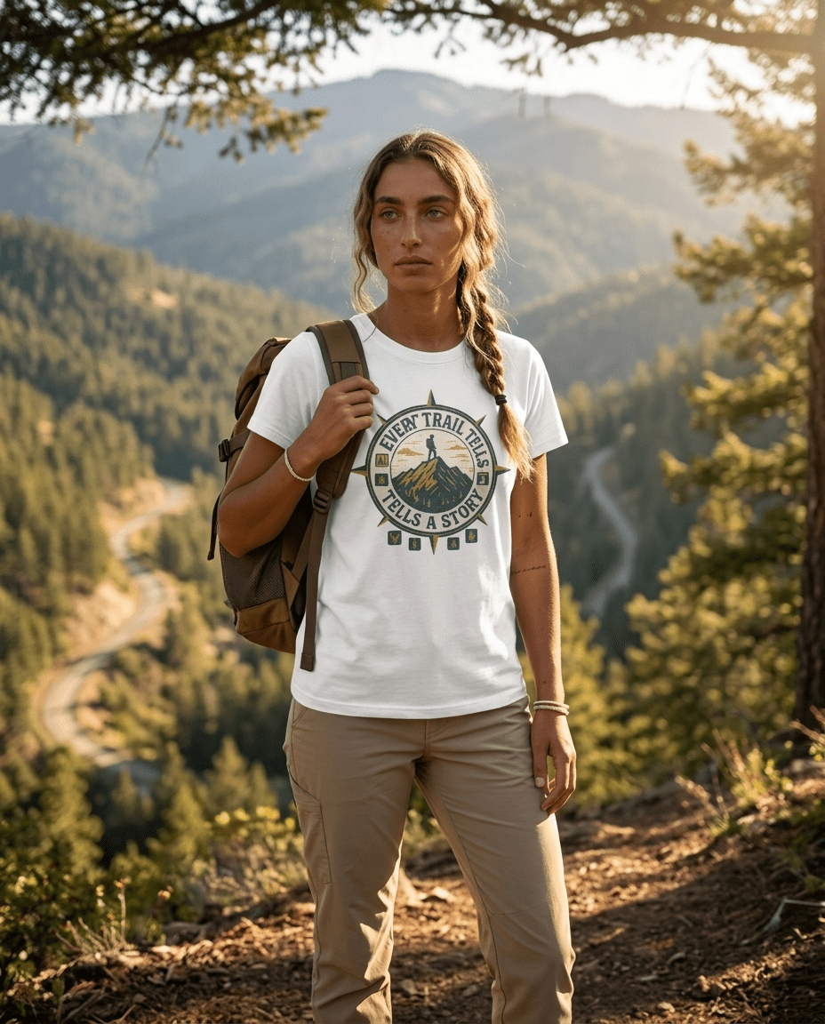 Every Trail Tells a Story T-Shirt | Hiking Compass Mountain Design | SummitPine