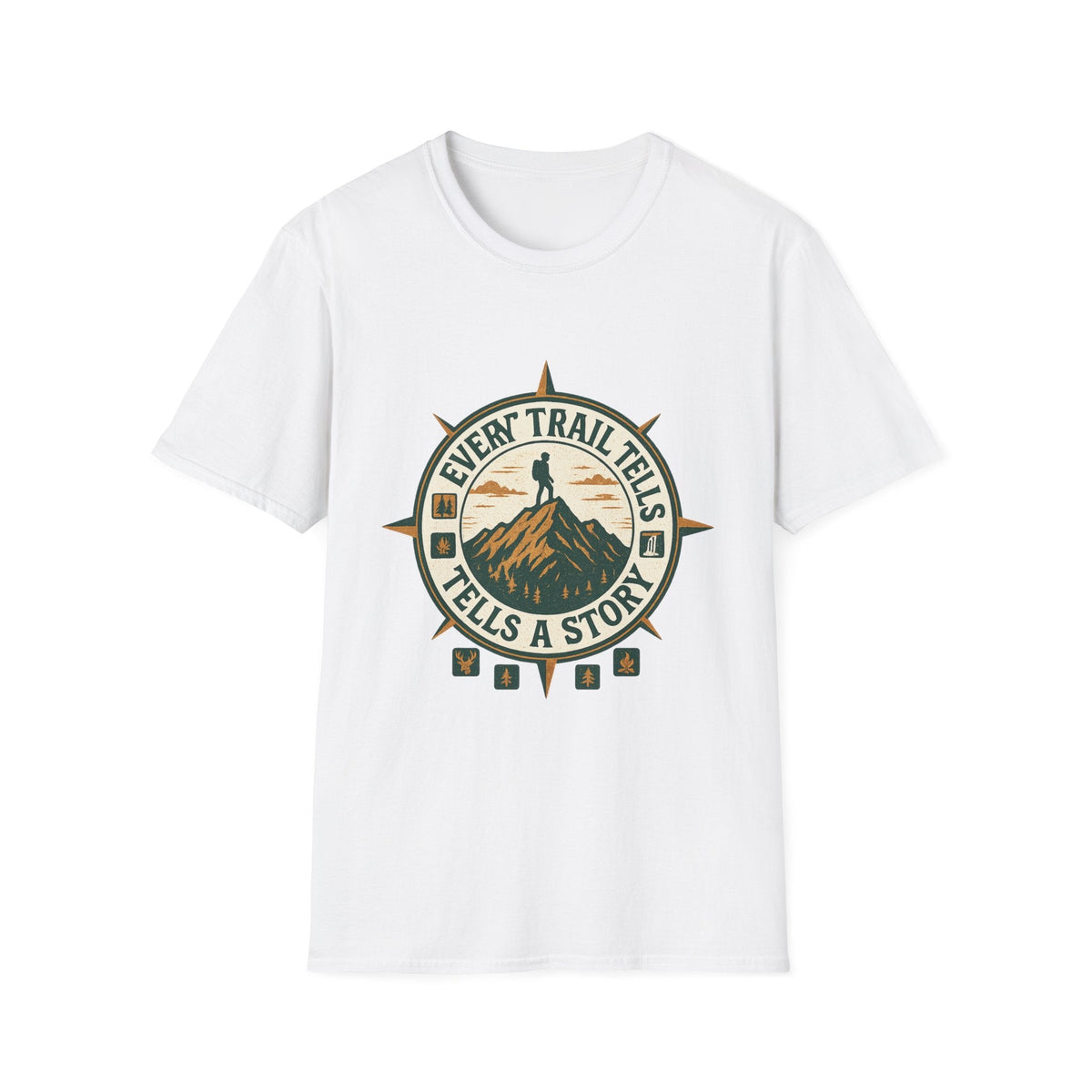 Every Trail Tells a Story T-Shirt | Hiking Compass Mountain Design | SummitPine