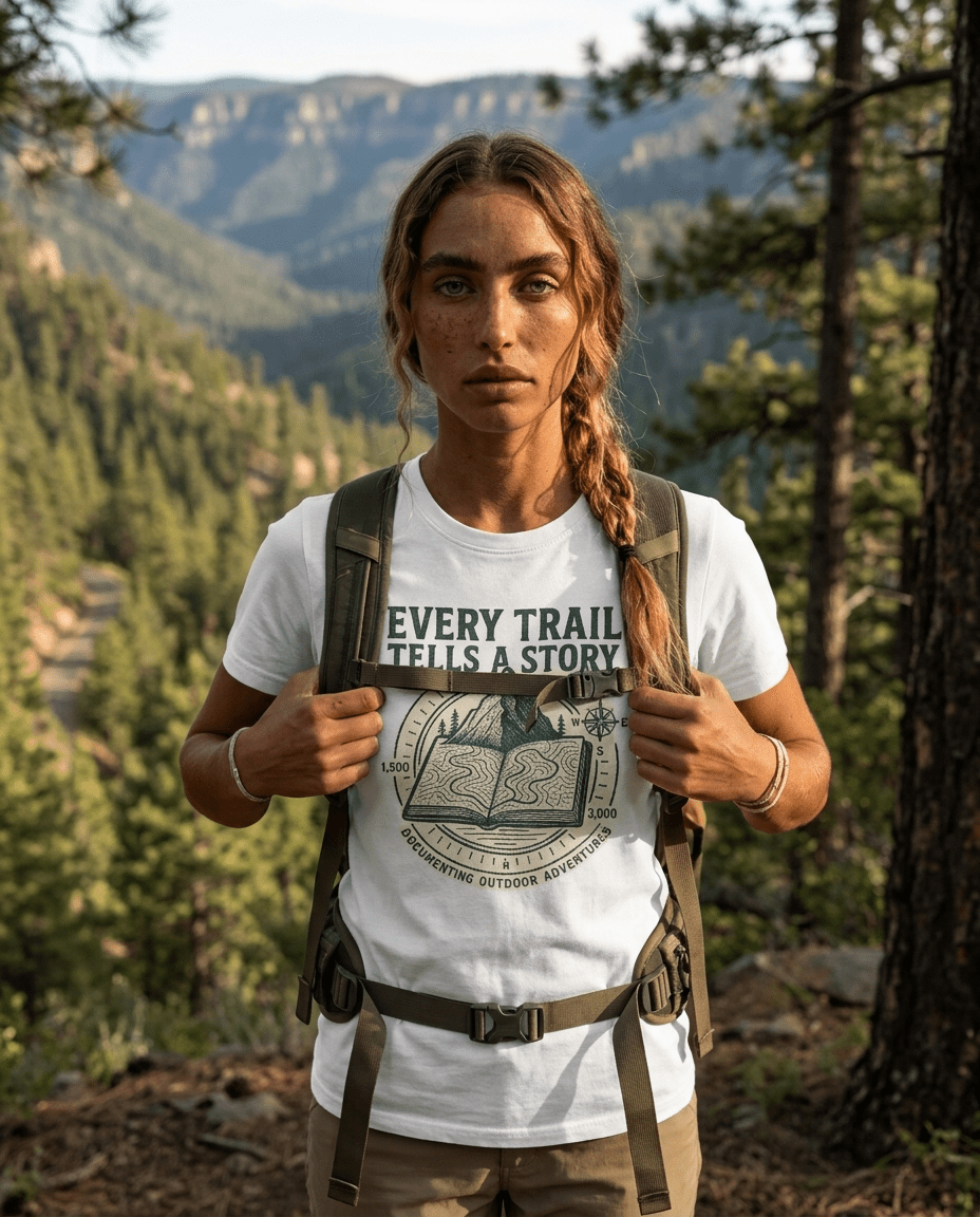 Every Trail Tells a Story T-Shirt | Hiking Mountain Compass Design | SummitPine