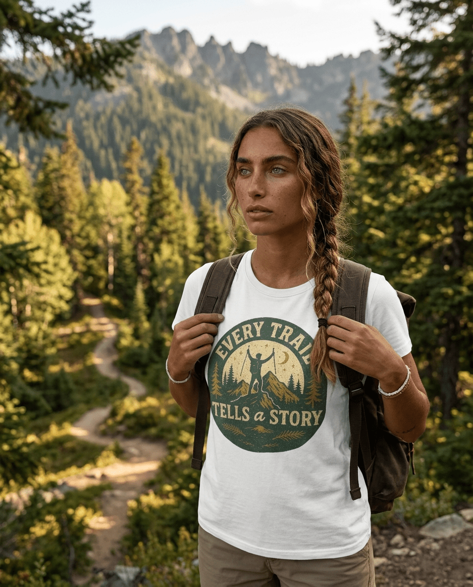 Every Trail Tells a Story T-Shirt | Hiking Retro Mountain Design | SummitPine