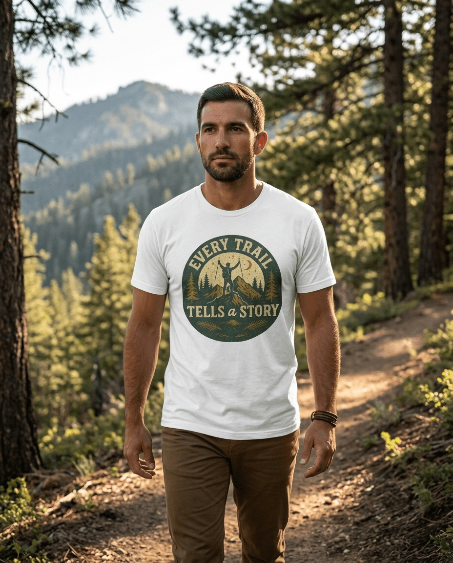 Every Trail Tells a Story T-Shirt | Hiking Retro Mountain Design | SummitPine
