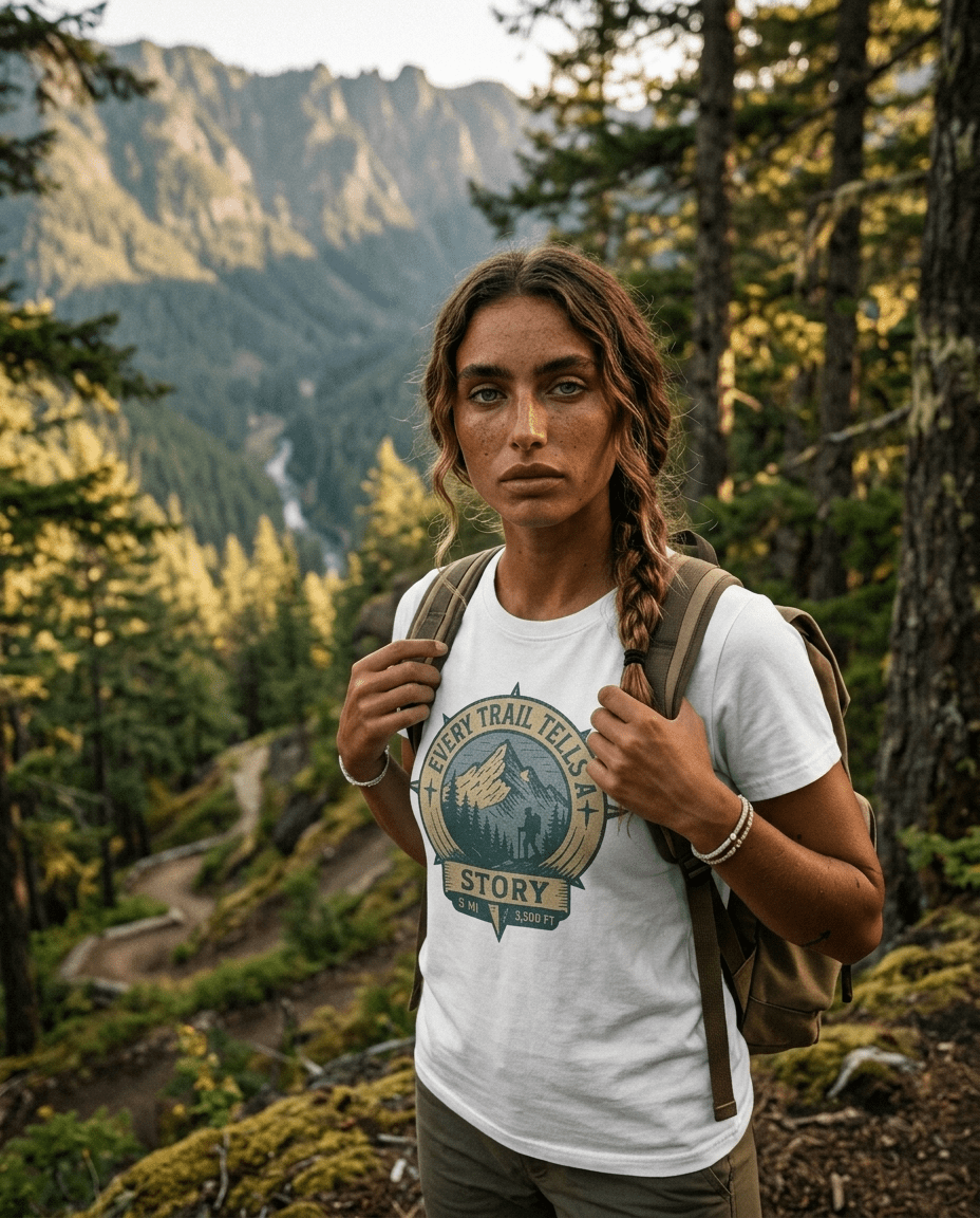 Every Trail Tells a Story T-Shirt | Mountain Hiking Badge Tee | SummitPine
