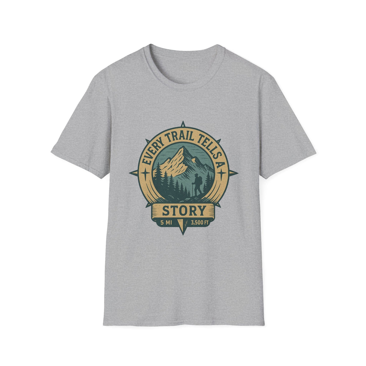 Every Trail Tells a Story T-Shirt | Mountain Hiking Badge Tee | SummitPine