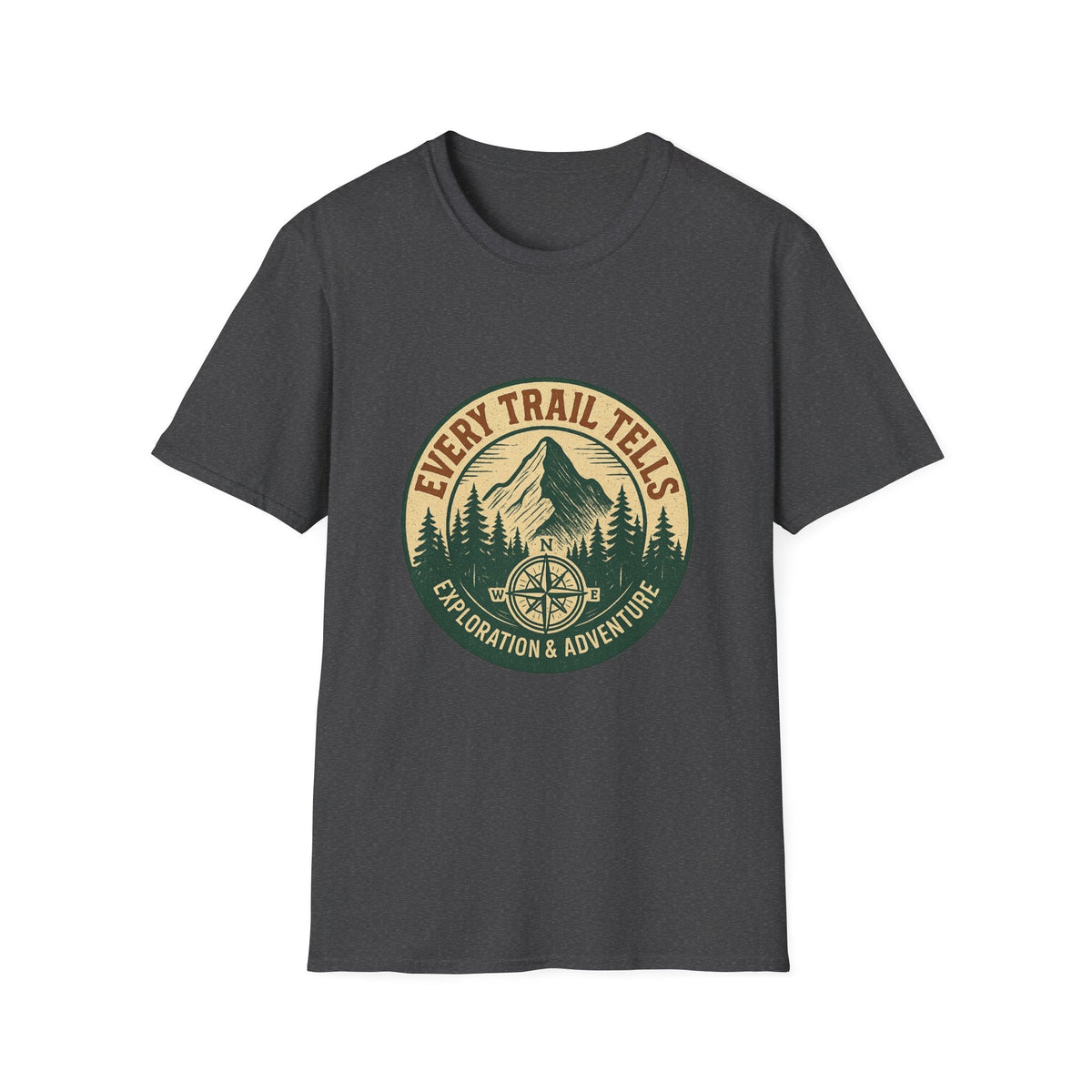 Every Trail Tells Mountain Graphic T-Shirt | Adventure Compass Outdoor Tee | SummitPine