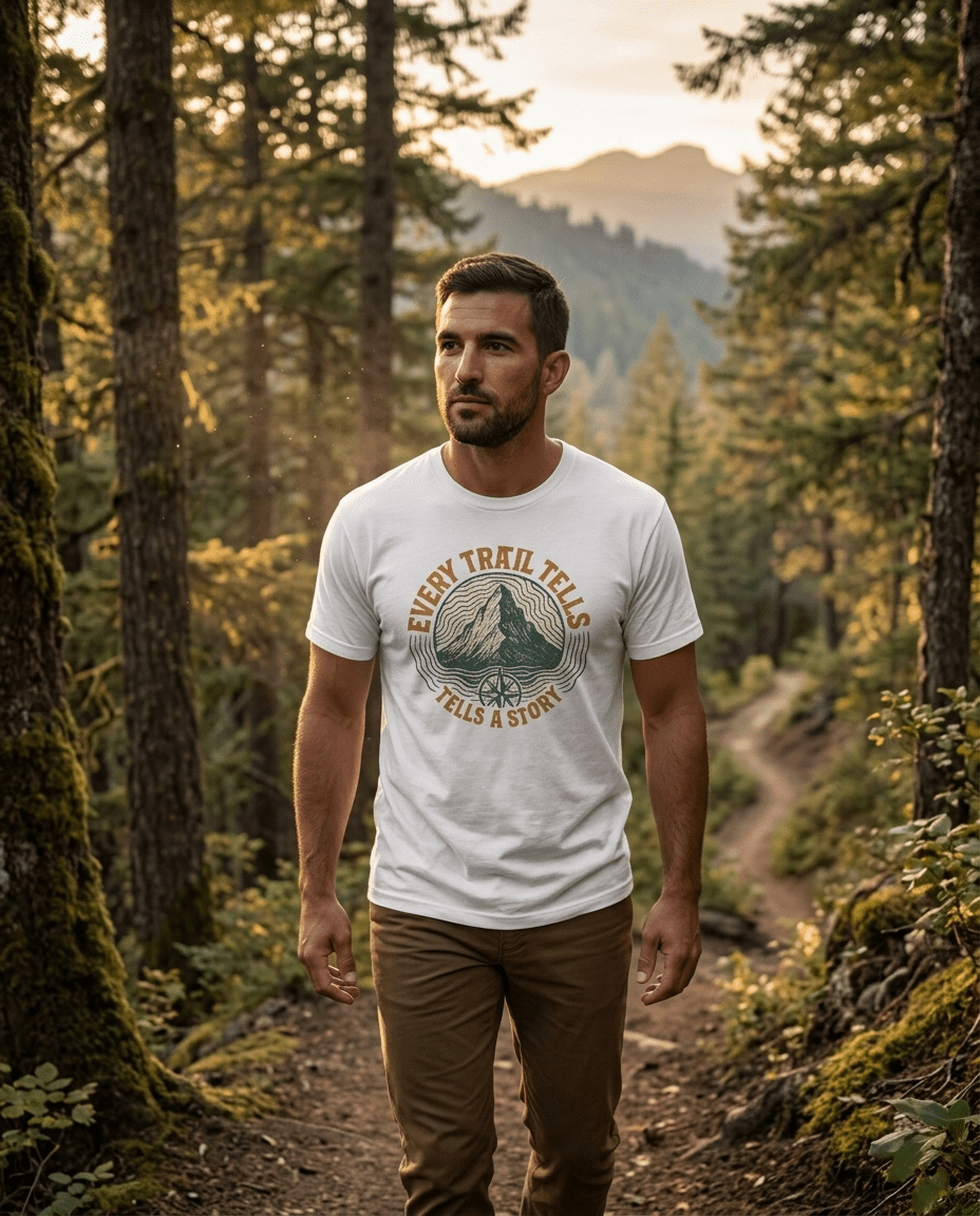 Every Trail Tells Mountain T-Shirt | Hiking Nature Adventure | SummitPine