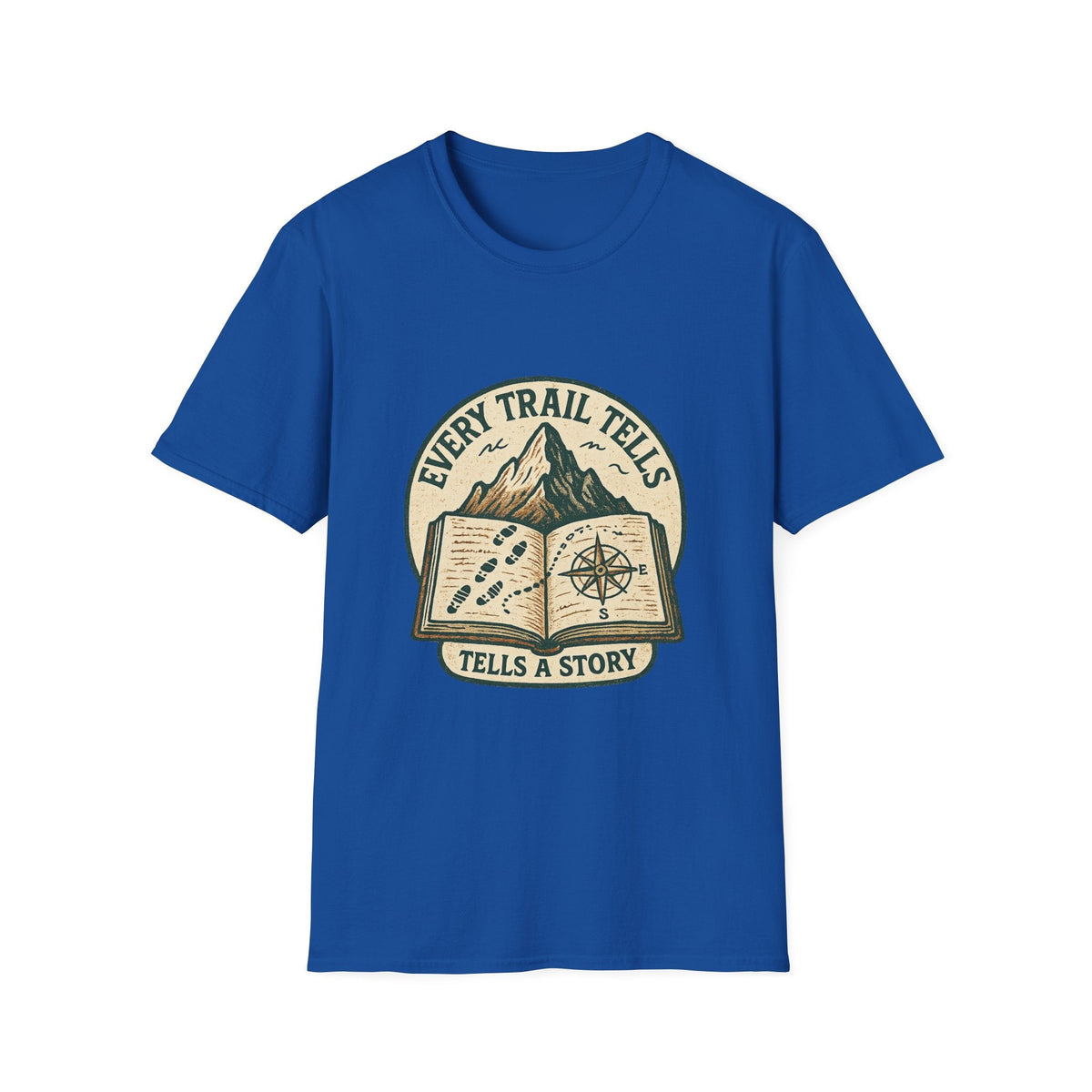 Every Trail Tells Story T-Shirt | Mountain, Open Book, Compass Design | SummitPine