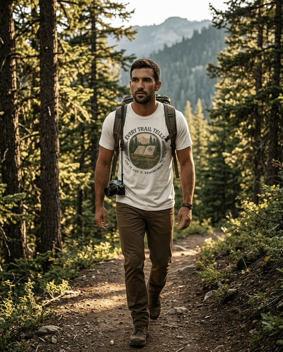 Every Trail Tells T-Shirt | Mountain Map Compass Hiking Shirt | SummitPine
