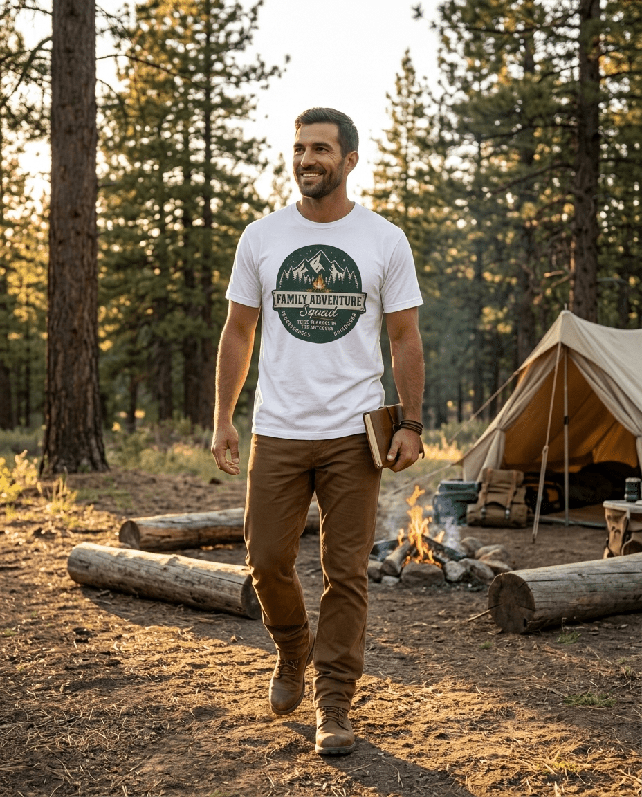 Family Adventure Squad T-Shirt | Camping Mountains Campfire Design | SummitPine