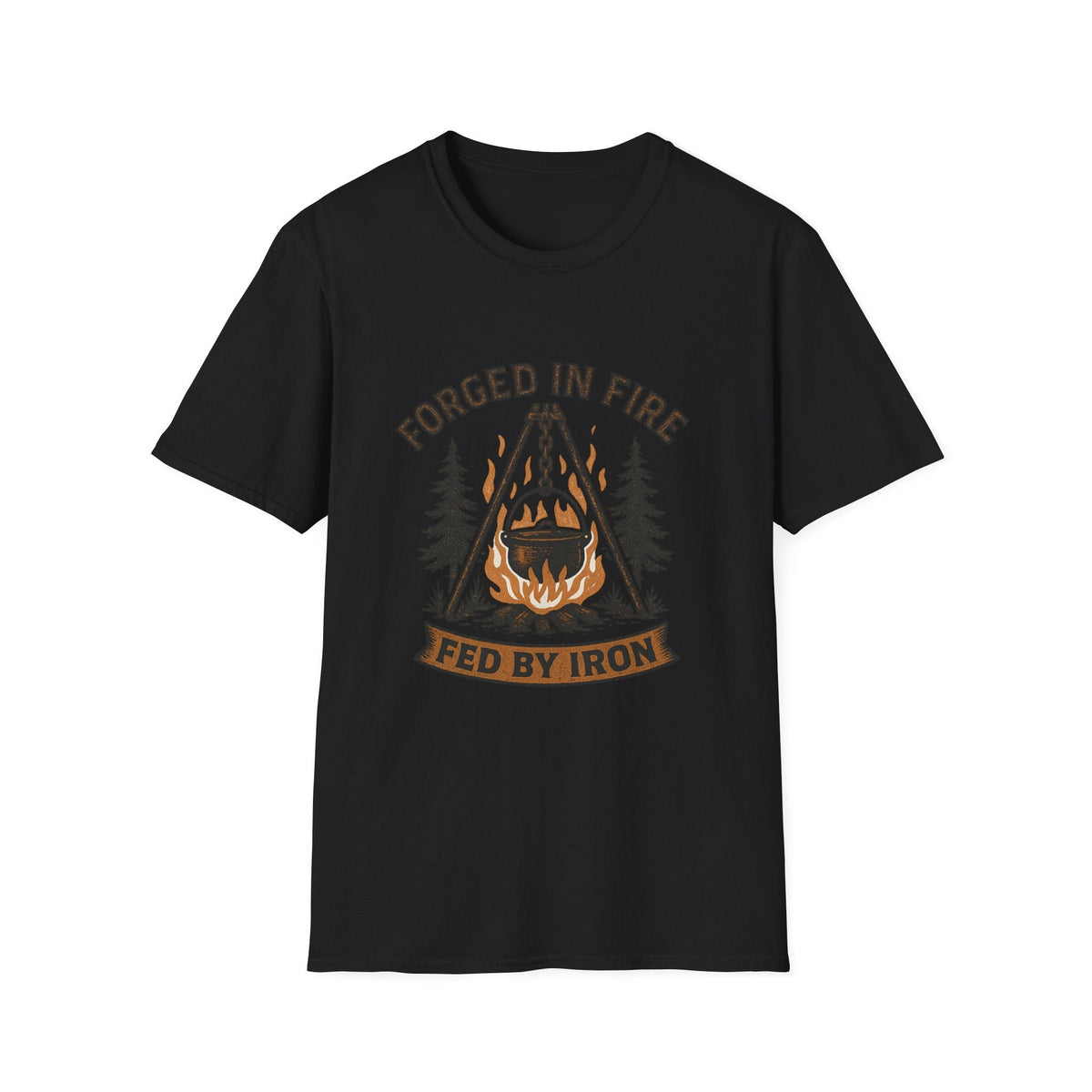Forged in Fire campfire logo T-Shirt | blacksmith ironworking design | SummitPine