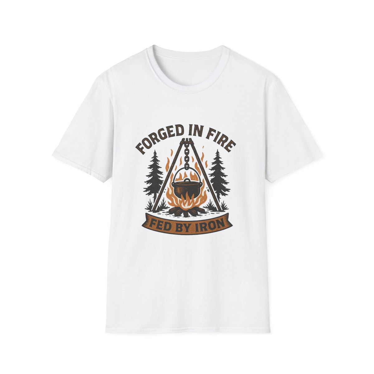 Forged in Fire campfire logo T-Shirt | blacksmith ironworking design | SummitPine