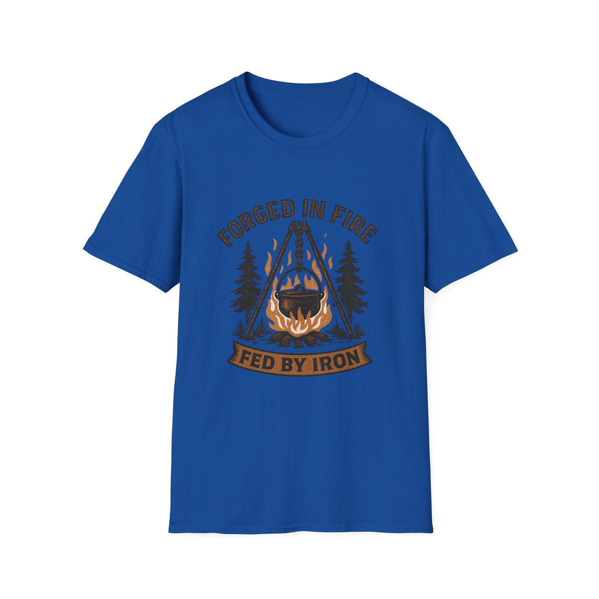 Forged in Fire campfire logo T-Shirt | blacksmith ironworking design | SummitPine