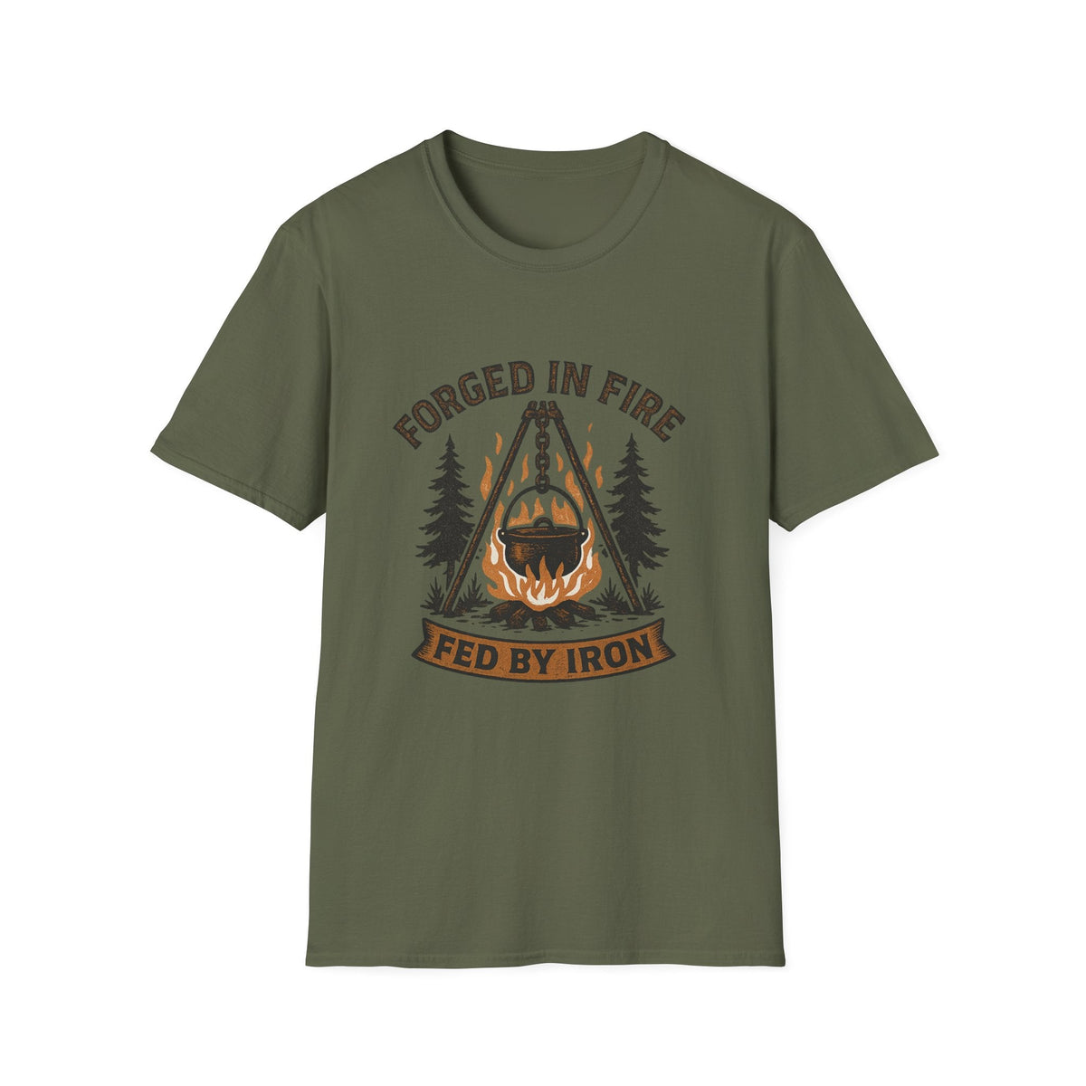 Forged in Fire campfire logo T-Shirt | blacksmith ironworking design | SummitPine